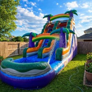 Rainbow Rush 18′ Splash Slide rental from InflatableTX in North DFW