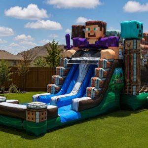 Mine Craft Pixel Quest Adventure Dual Lane Combo rental from InflatableTX in North DFW