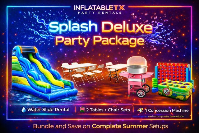 Splash Deluxe Party Package (Slides) rental from InflatableTX in North DFW