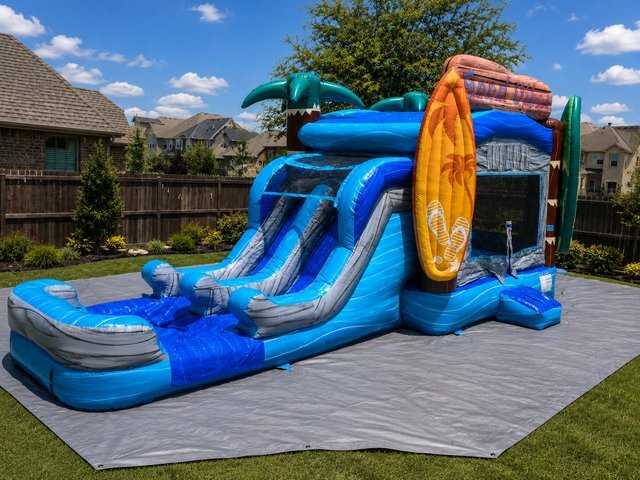 Surf City Good Vibes Dual Lane Combo rental from InflatableTX in North DFW