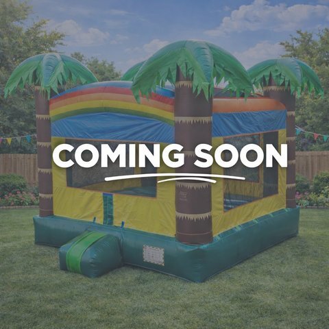 Tropical Paradise Palm 14×14 Bounce House rental from InflatableTX in North DFW