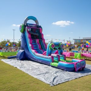22′ Glitch Rush Single Lane Gamer Water Slide rental from InflatableTX in North DFW
