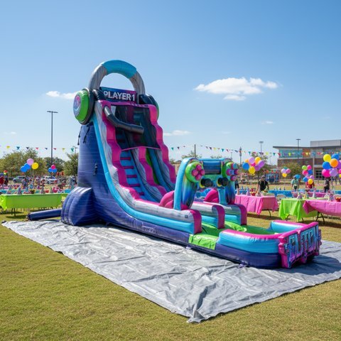 22ft Glitch Rush Single Lane Gamer Water Slide rental