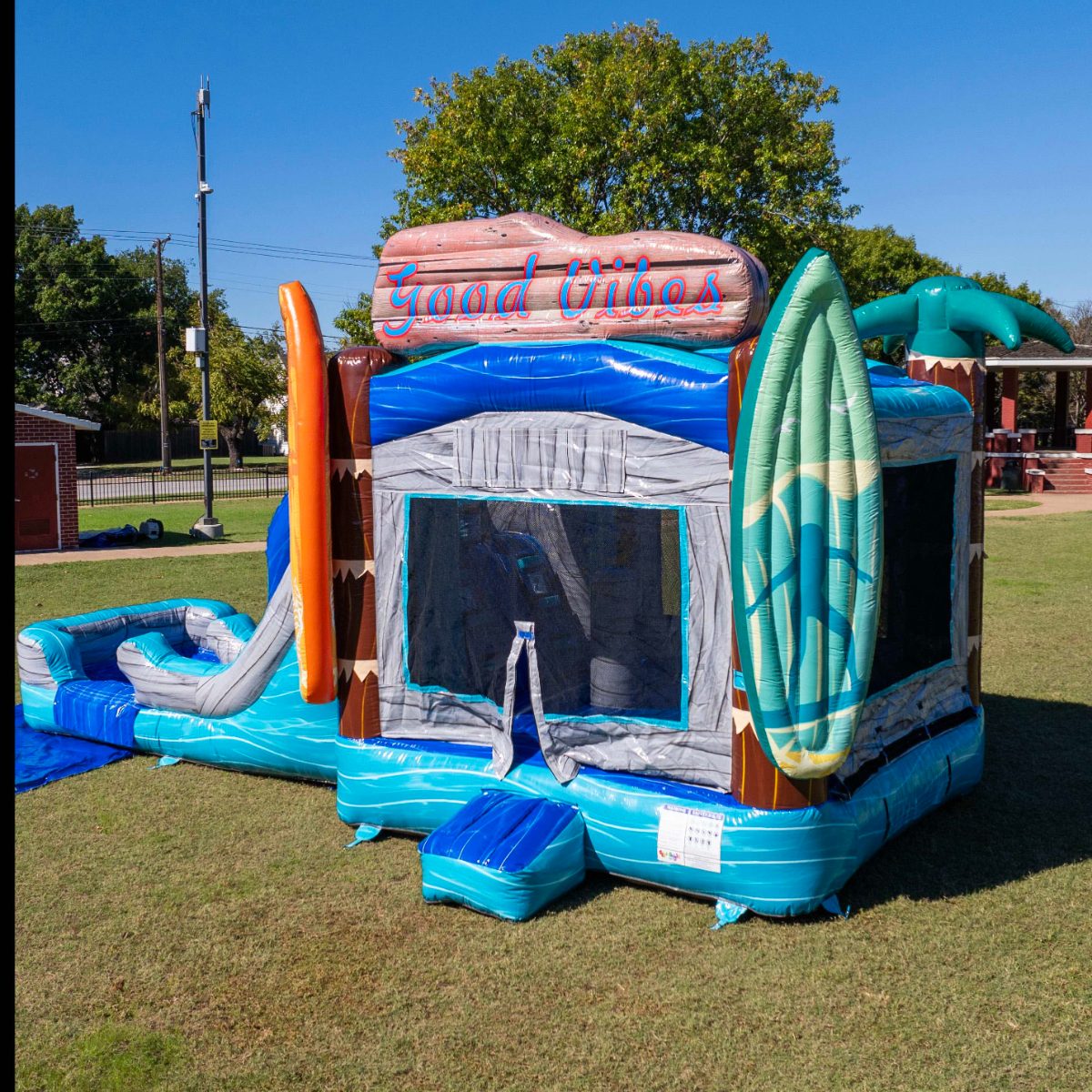 Surf City Good Vibes Dual Lane Combo set up in a backyard in The Colony, Texas