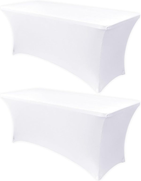 White 6ft Stretch Spandex Table Cover (choose color) rental - InflatableTX