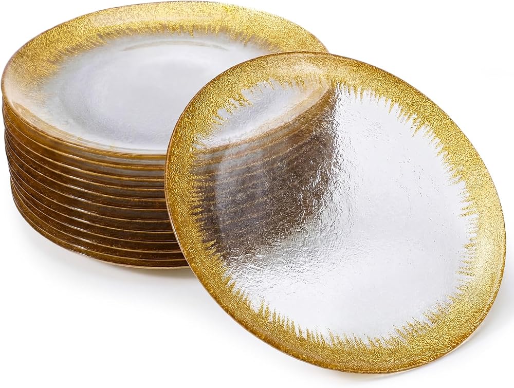 Clear Charger Plates with Gold Rim (set of 12) rental North DFW