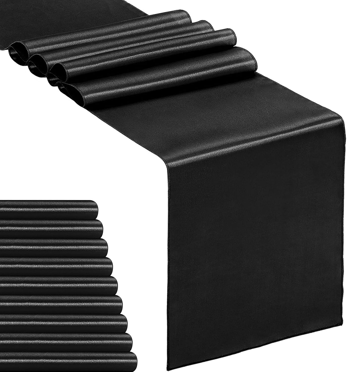 Black Satin Table Runner 12x108 (choose color) rental - InflatableTX