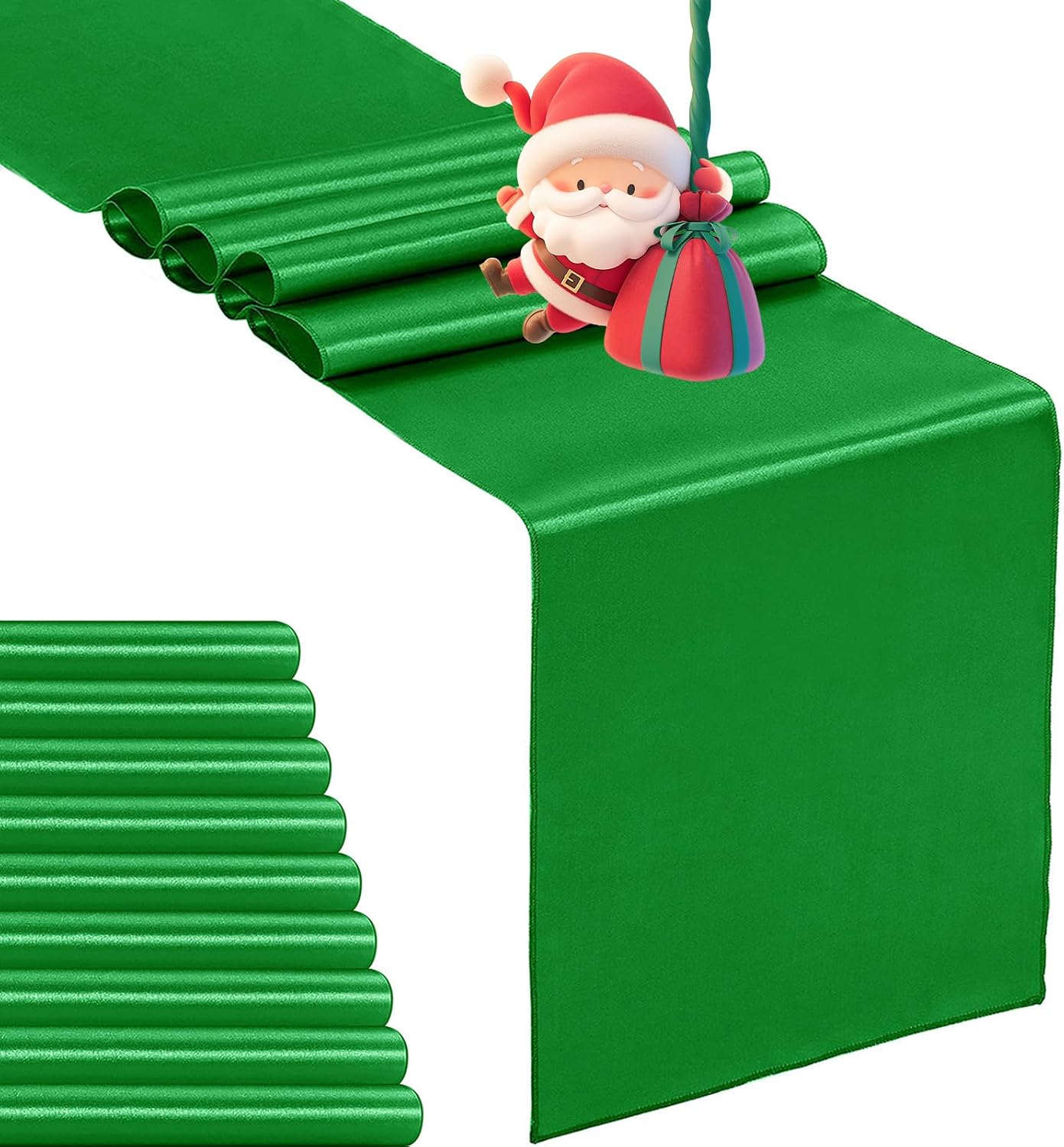 Emerald Satin Table Runner 12x108 (choose color) rental - InflatableTX