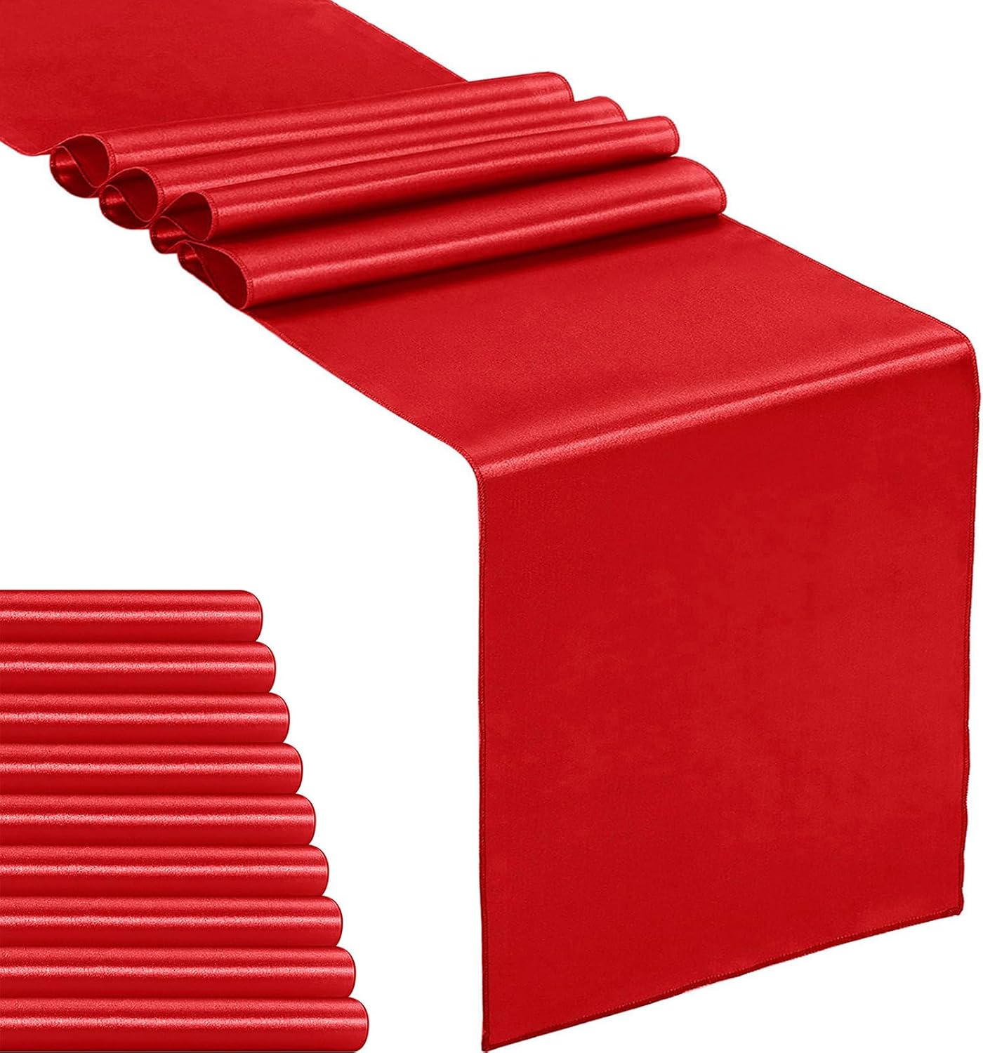 Red Satin Table Runner 12x108 (choose color) rental - InflatableTX