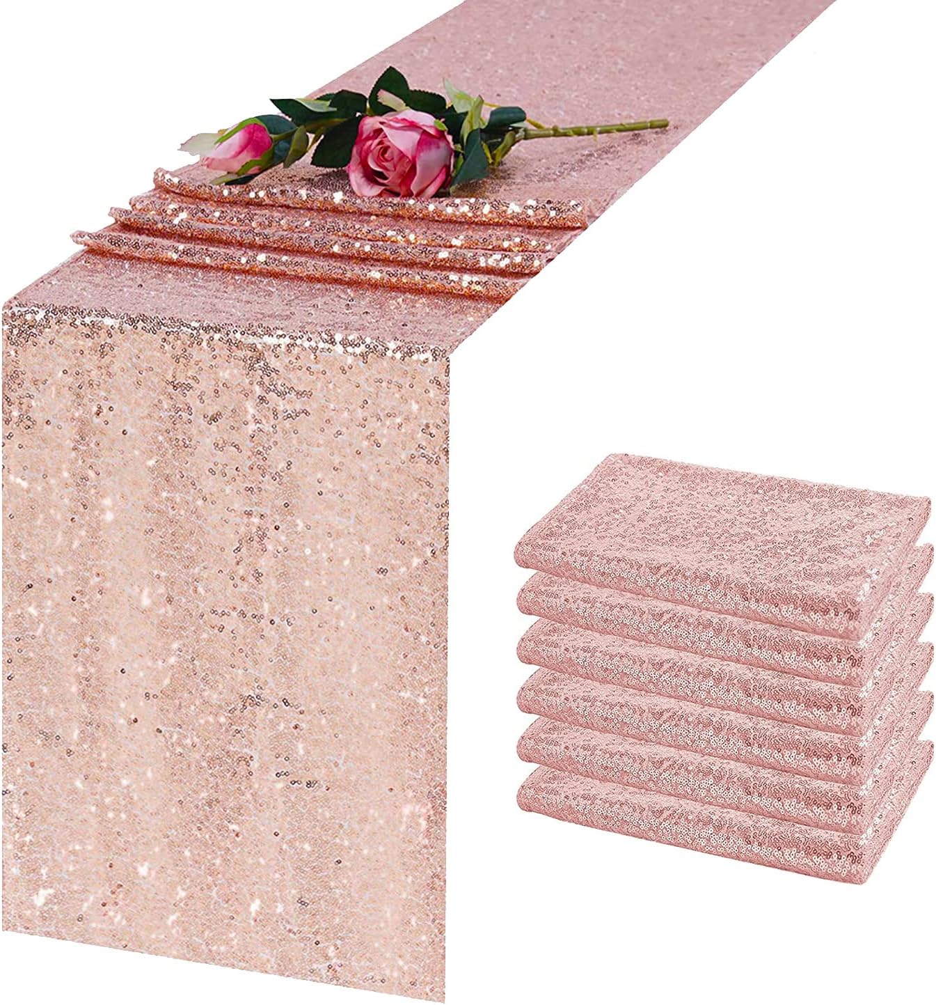 Rose Gold Sequin Table Runner 12x108 (choose color) rental - InflatableTX